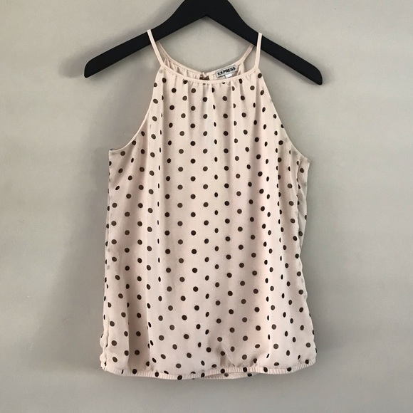Express | Blush Polka Dot Halter Blouse | Sm - Picture 2 of 7